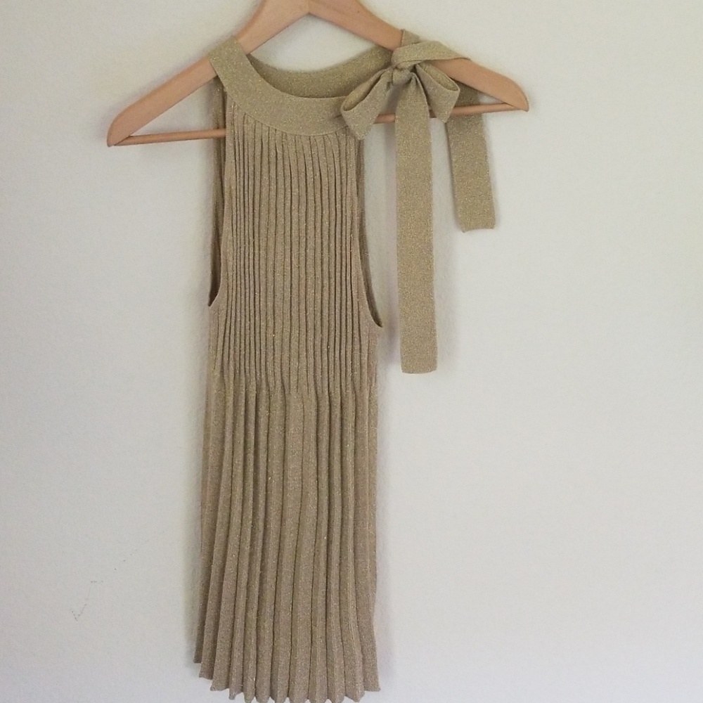 Cache Gold Sparkle Ribbed Knotted Top - Picture 4 of 6